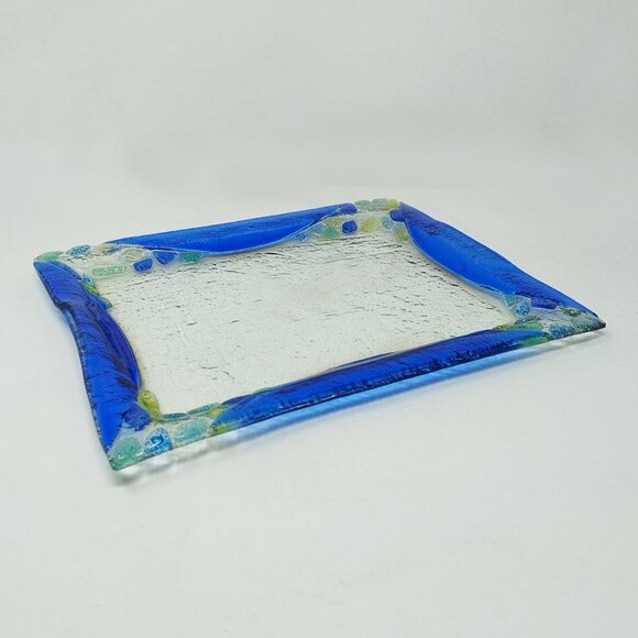 1970s Astonishing Blue Tray By Albatros in Murano Glass. Made in Italy - Picture 4 of 8